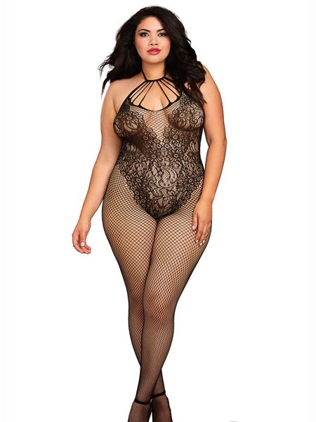Fishnet and lace bodystocking by Dreamgirl