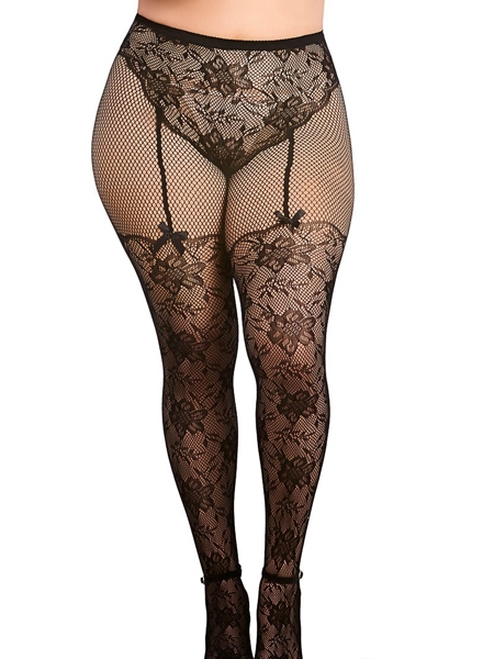 Fishnet pantyhose with a delicate lace pattern by Dreamgirl
