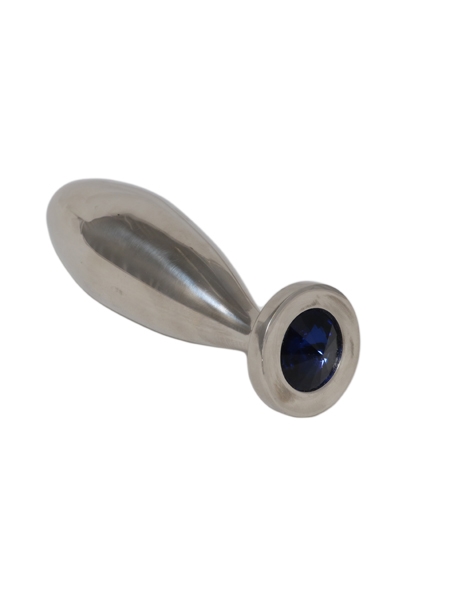 Blue Medium Curved Stainless Steel Butt Plug by LXB