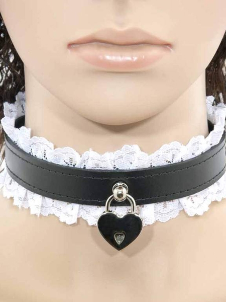 Fancy Heart Collar with White Lace - LXB