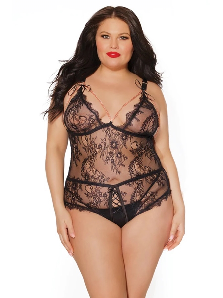 Crotchless Teddy - Black Label Collection by Coquette