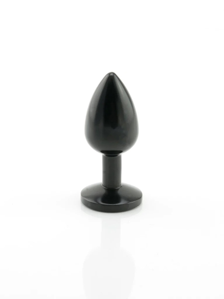 Classic Black Metal Butt Plug with Clear Jewel - Medium by XBLISS