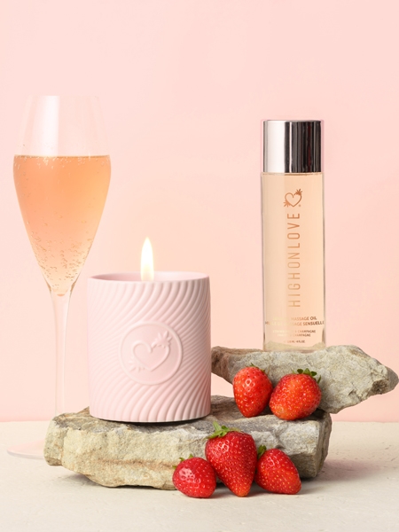 Sensual Massage Candle - Strawberry Champagne - by High On Love