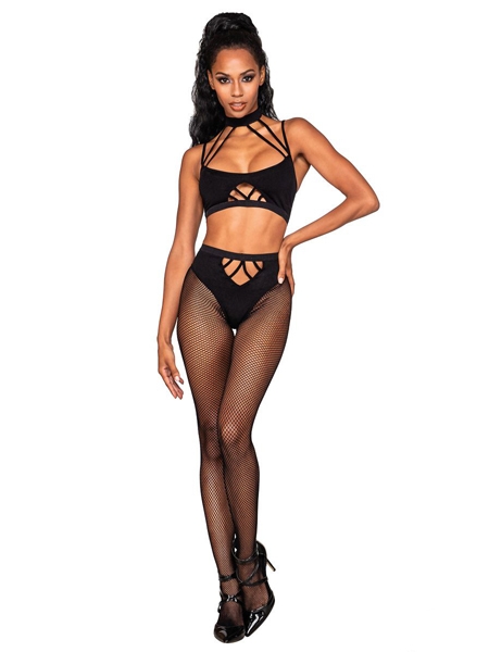 2-pieces Bodystocking Set in Black by DreamGirl