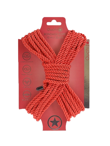 10-Meter Long Nylon Bondage Rope - Red by Ouch